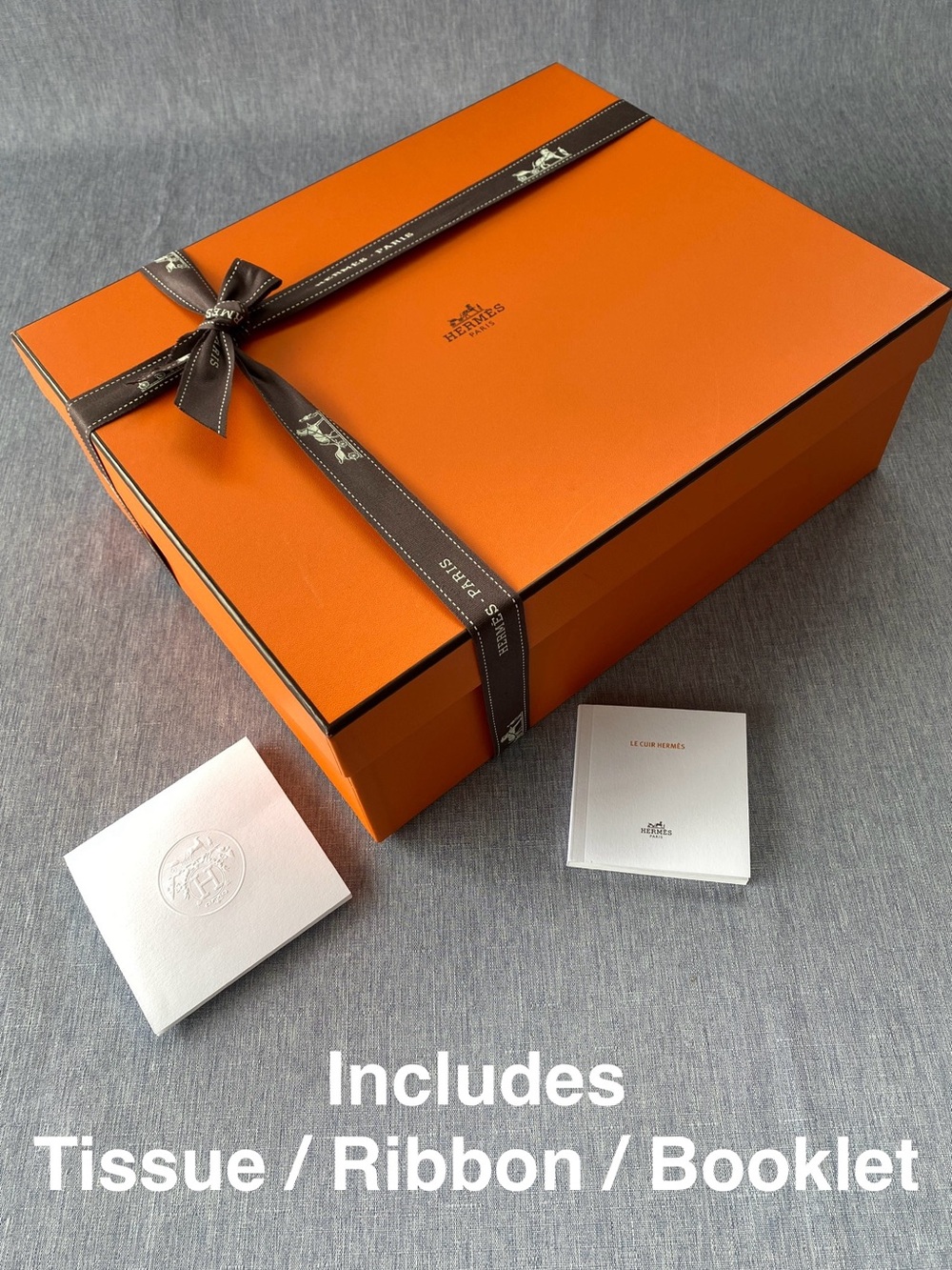Authentic Hermes | Full Gift Bag Box Set with Ribbon Tissue Envelope Gift Decor
